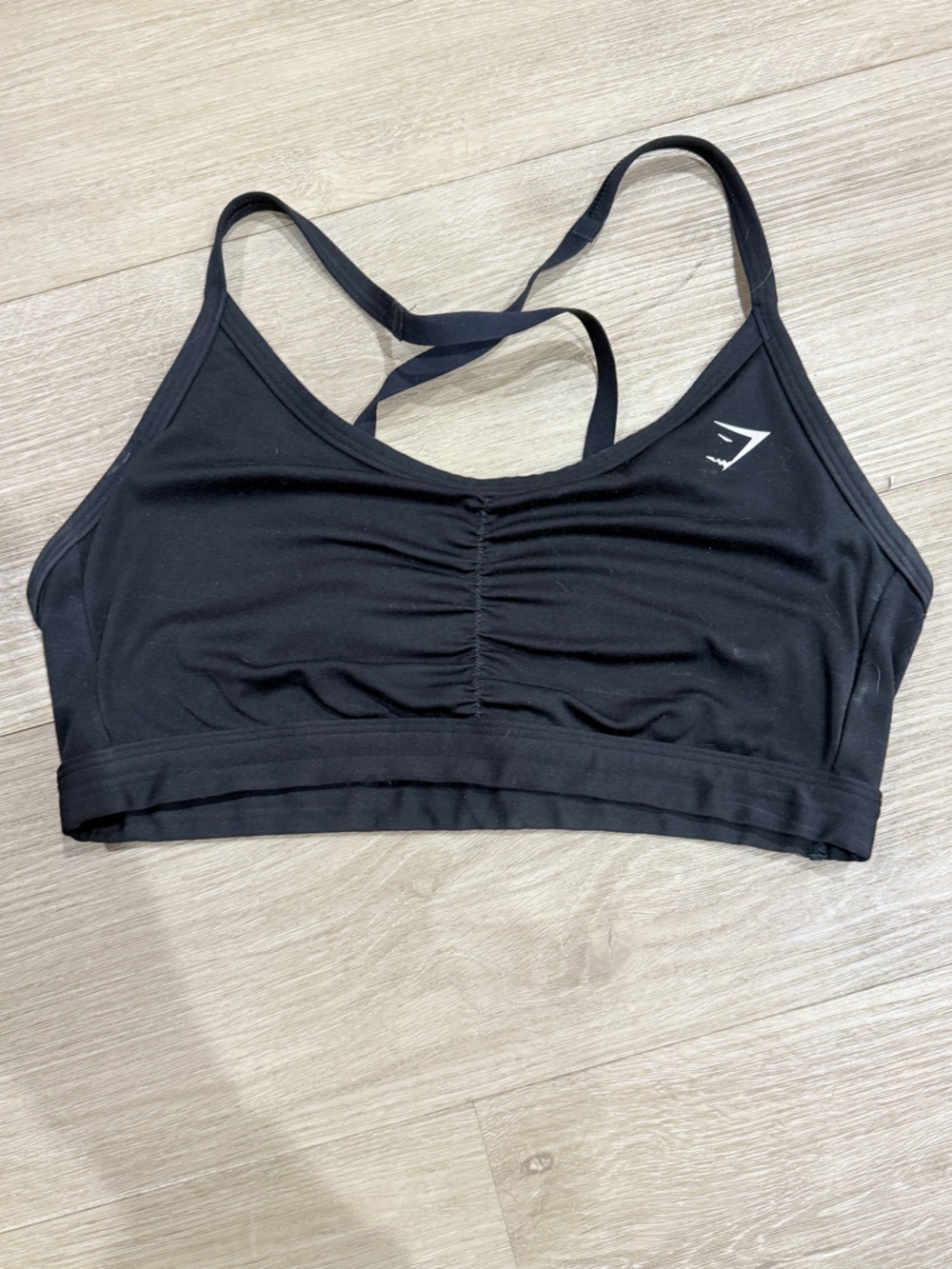 Gymshark Black Ruched Strappy Light-Impact Sports Bra